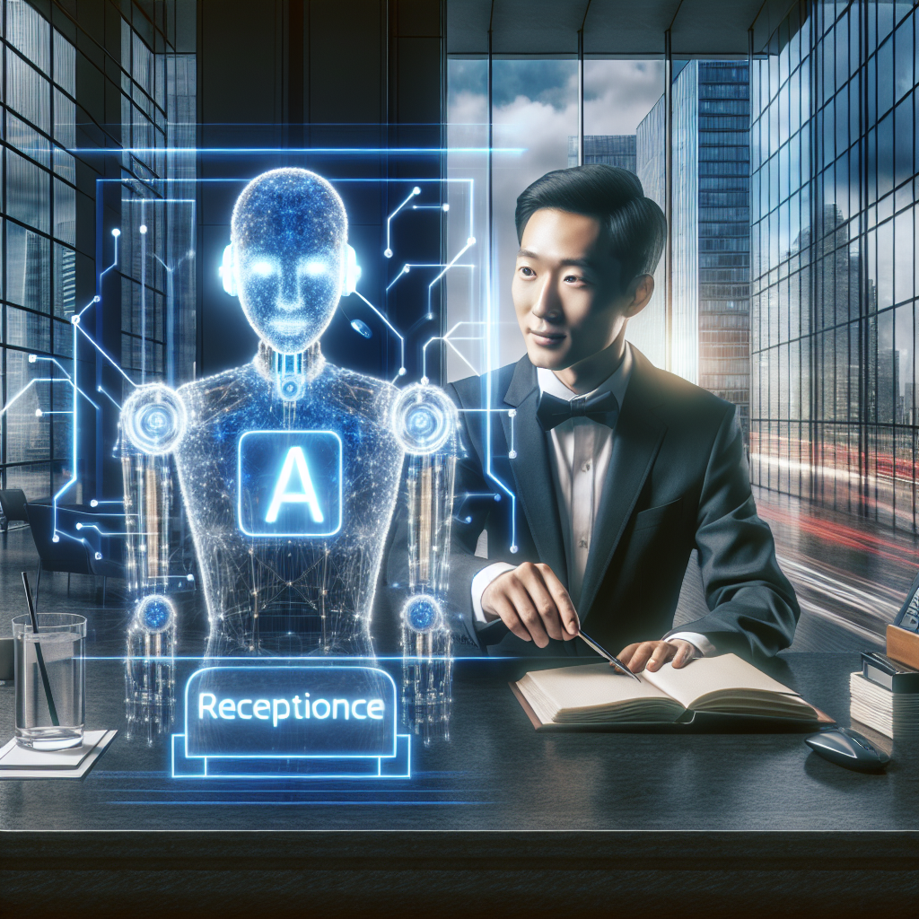 A professional image of a business operator using AI receptionist software.