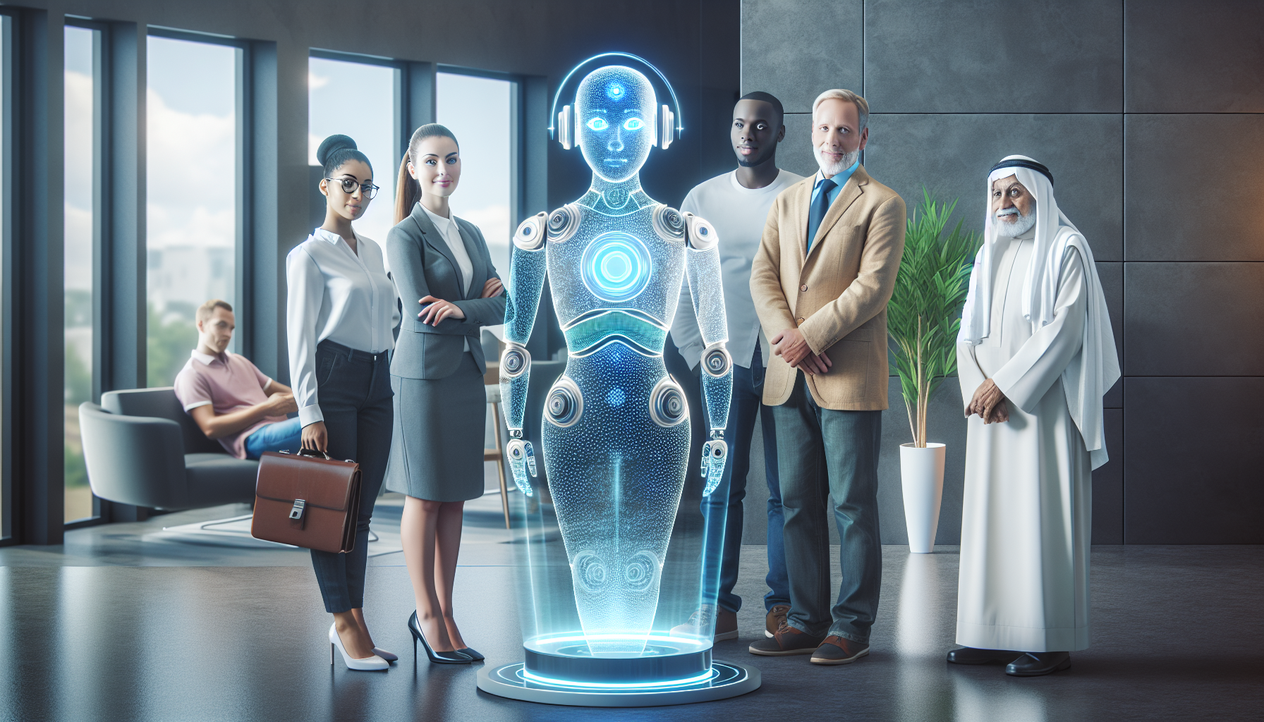 An image showcasing an AI receptionist answering customer inquiries