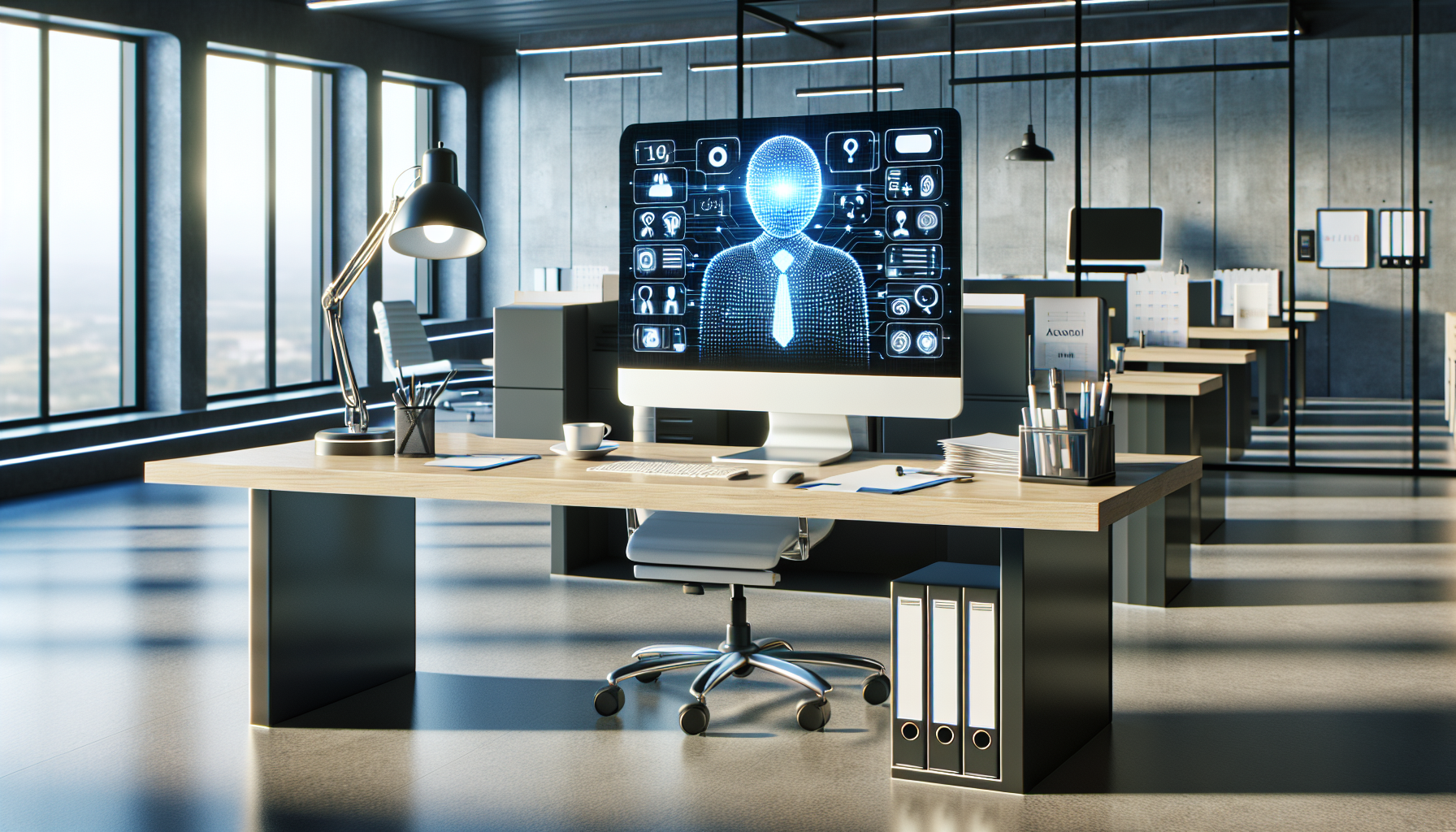 An AI receptionist program operating on a computer