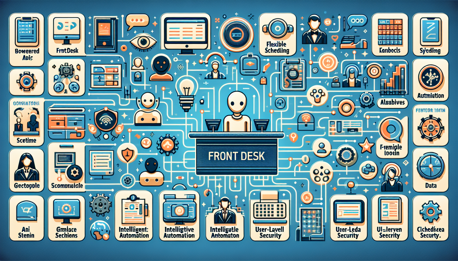 An infographic highlighting the features of My AI Front Desk’s App