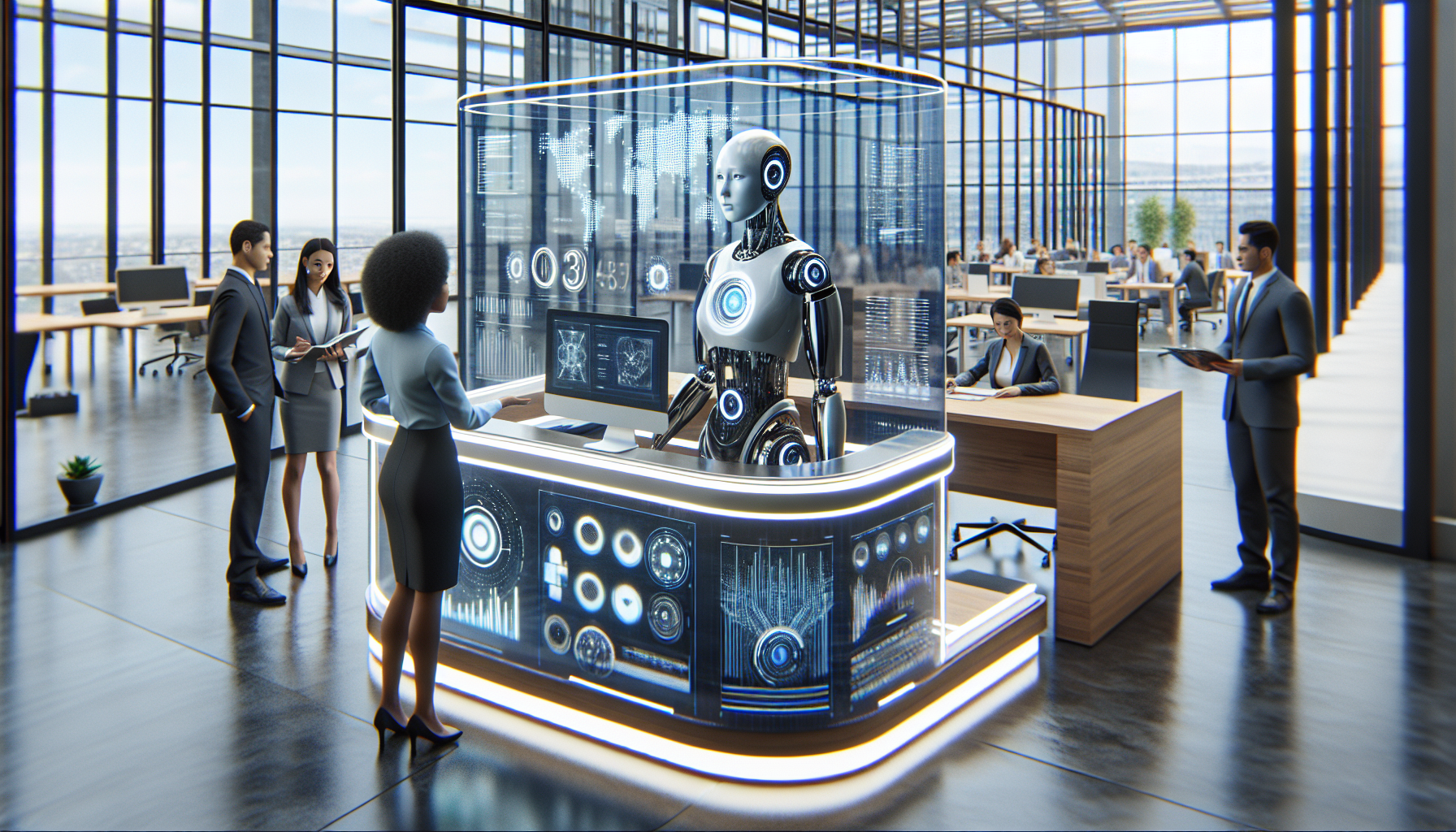 An AI receptionist in a corporate setting