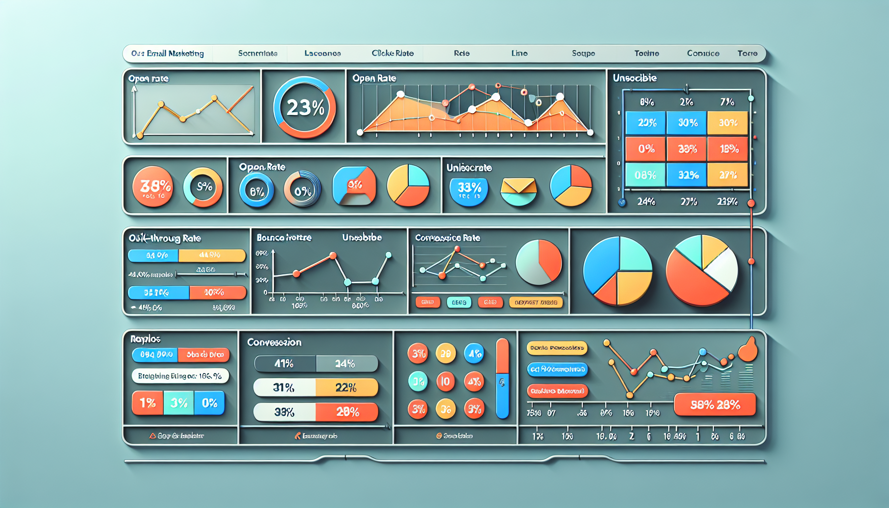An image showing a dashboard of email marketing metrics