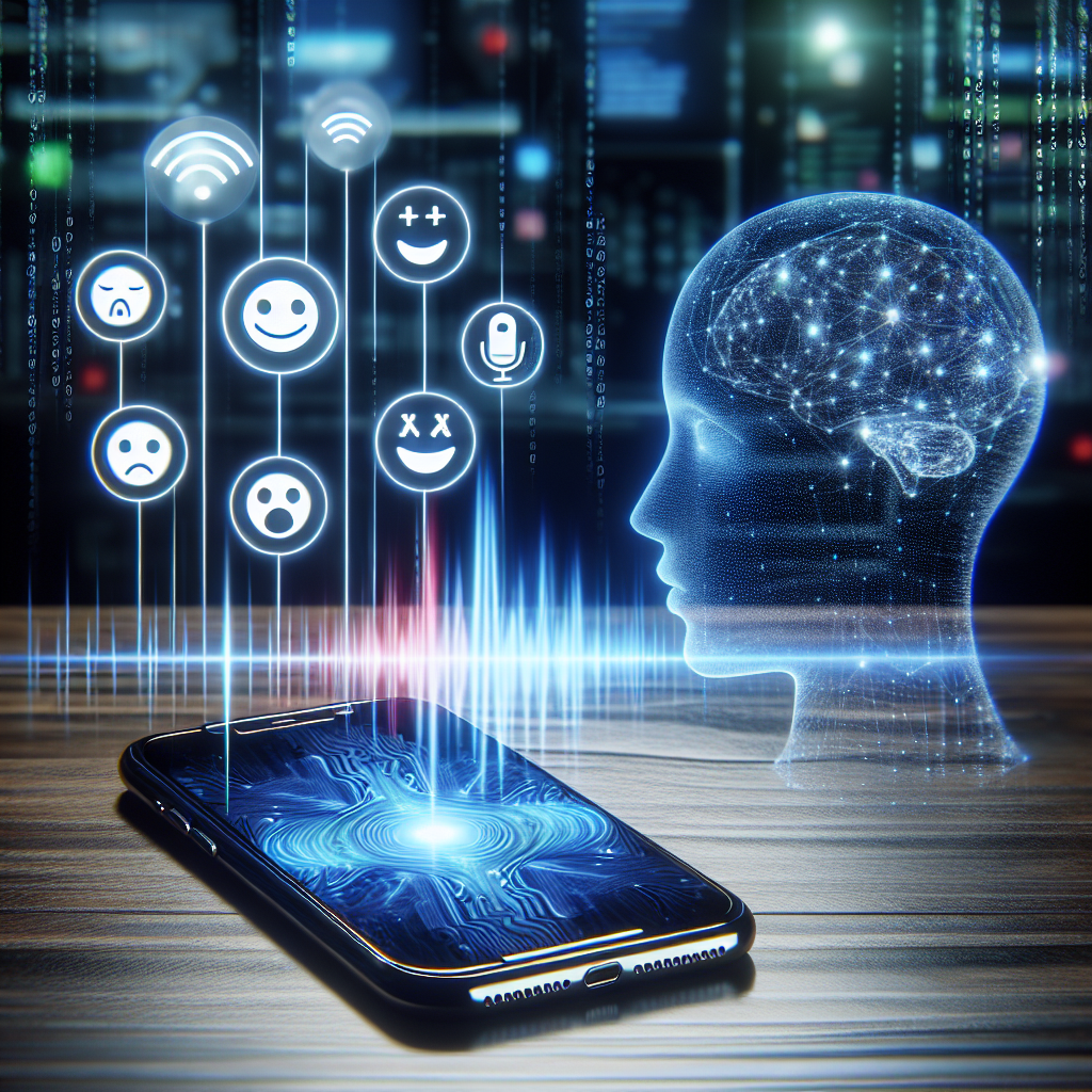 A visual concept of AI detecting human emotions in a phone call.