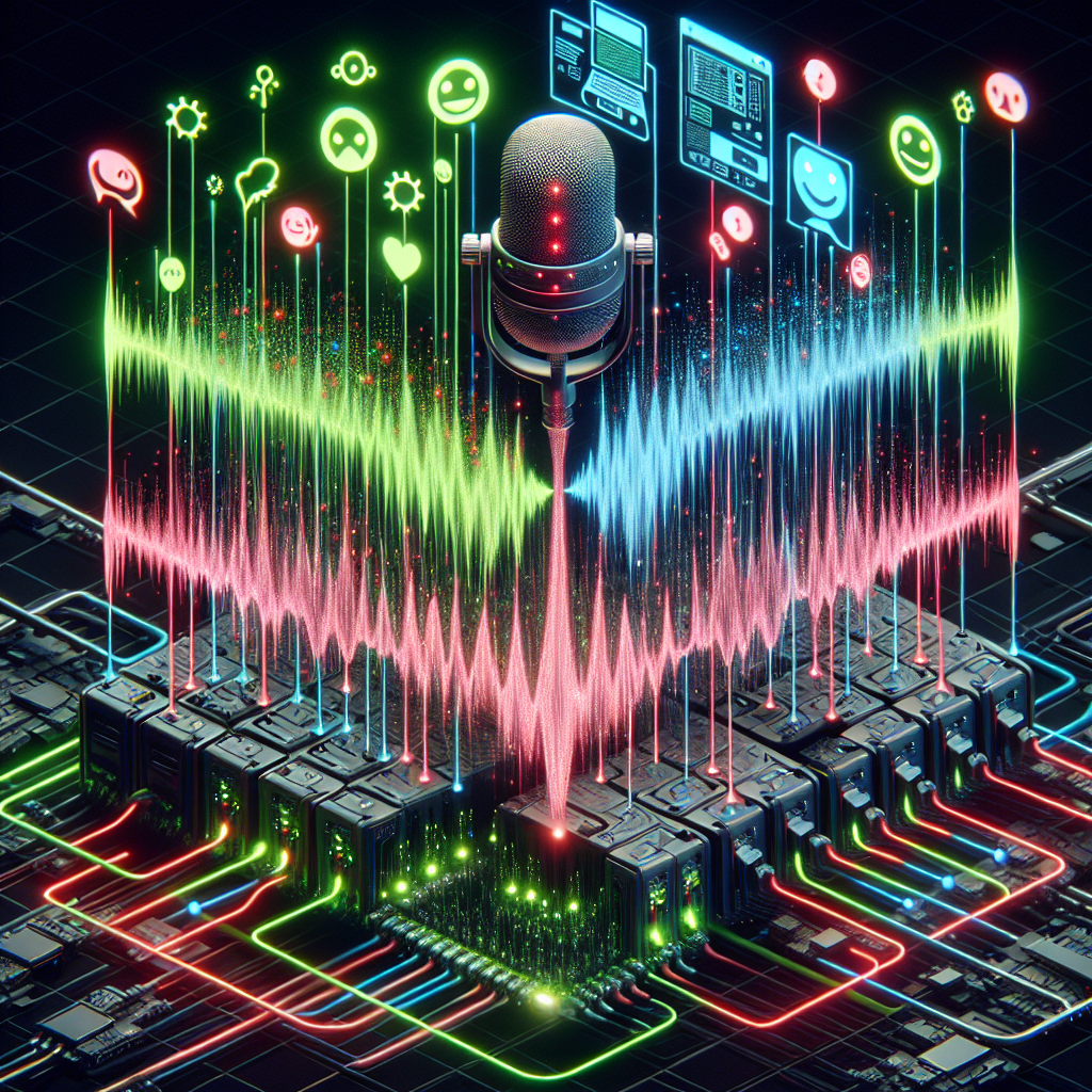 Graphic representation of an emotion detection system processing voice calls