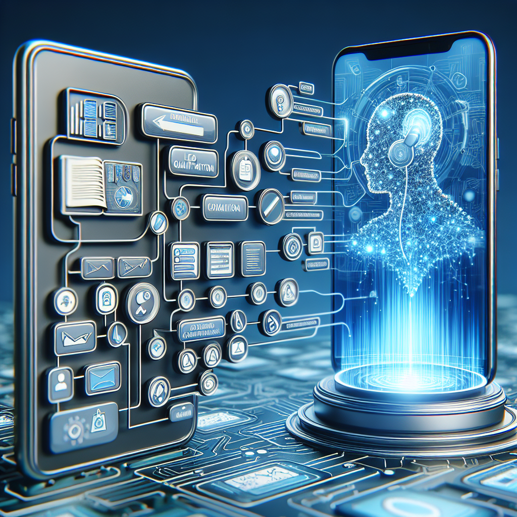 A conceptual image showing phone-based lead qualification process and an AI model, symbolizing use of AI in lead qualification