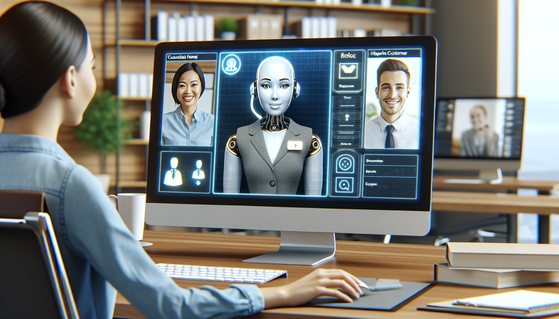A picture of AI receptionist interacting with customers virtually