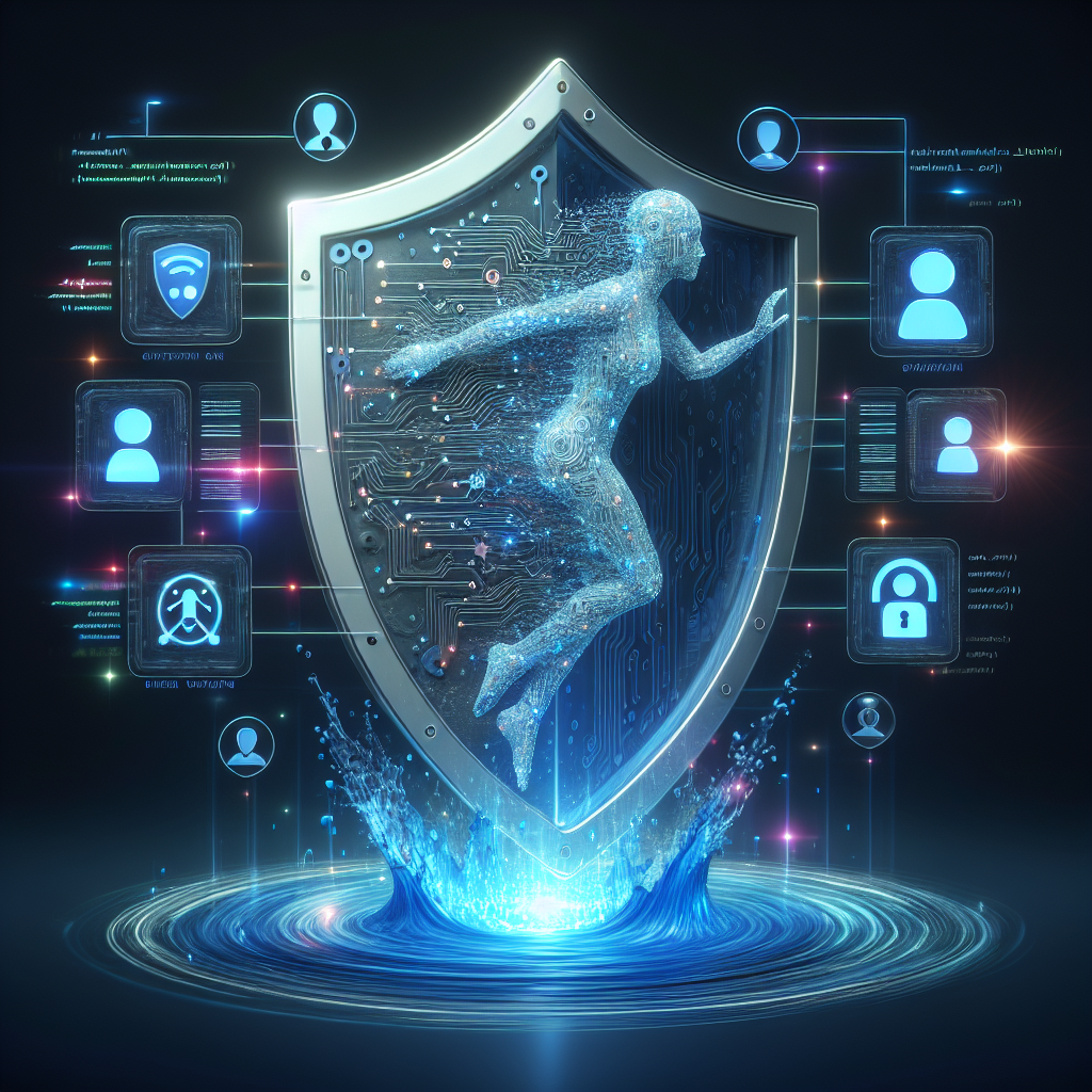 An illustration showing AI accessing customer data, with a shield symbol illustrating data security