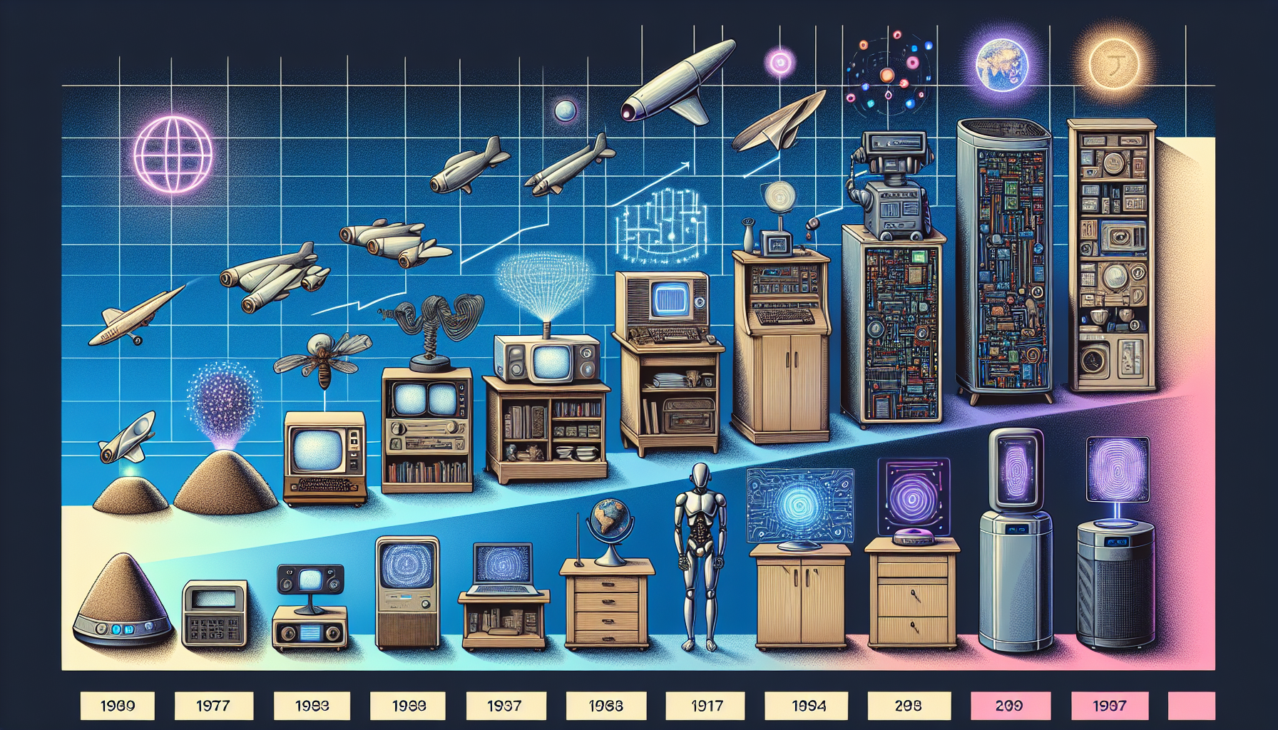 An illustration demonstrating the evolution of AI Reception Technology.