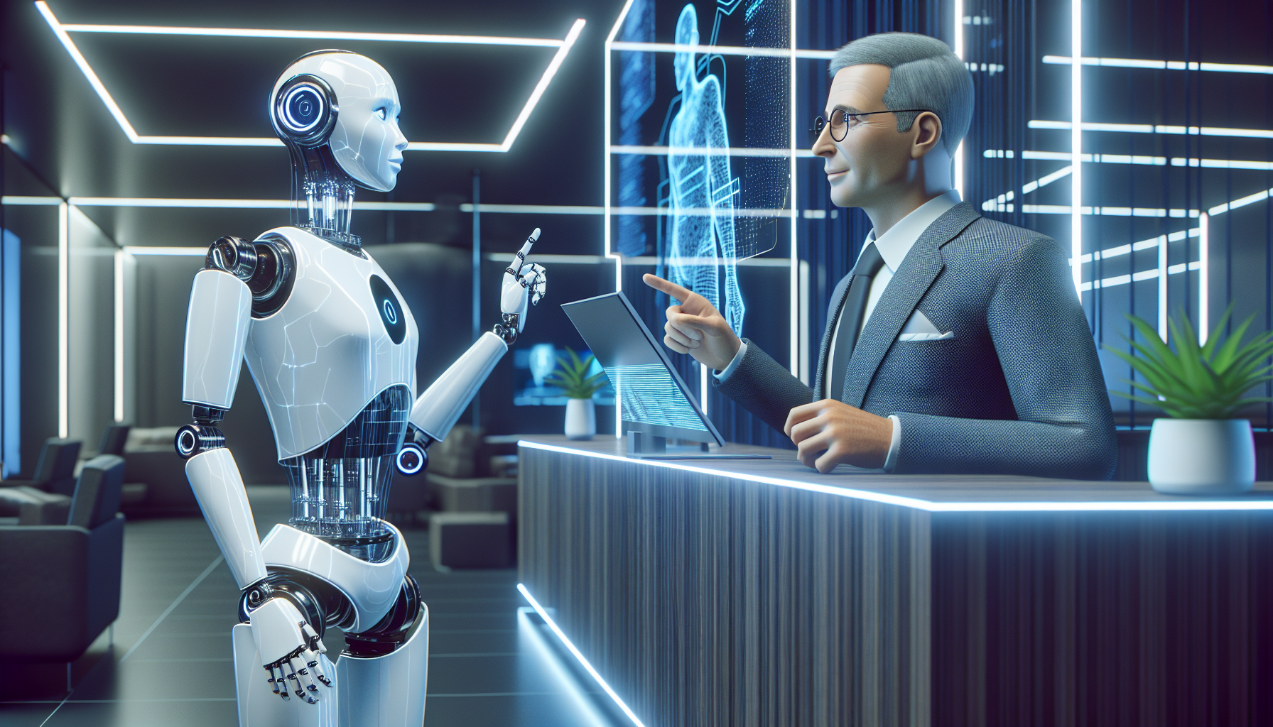 An AI receptionist interacting with a customer