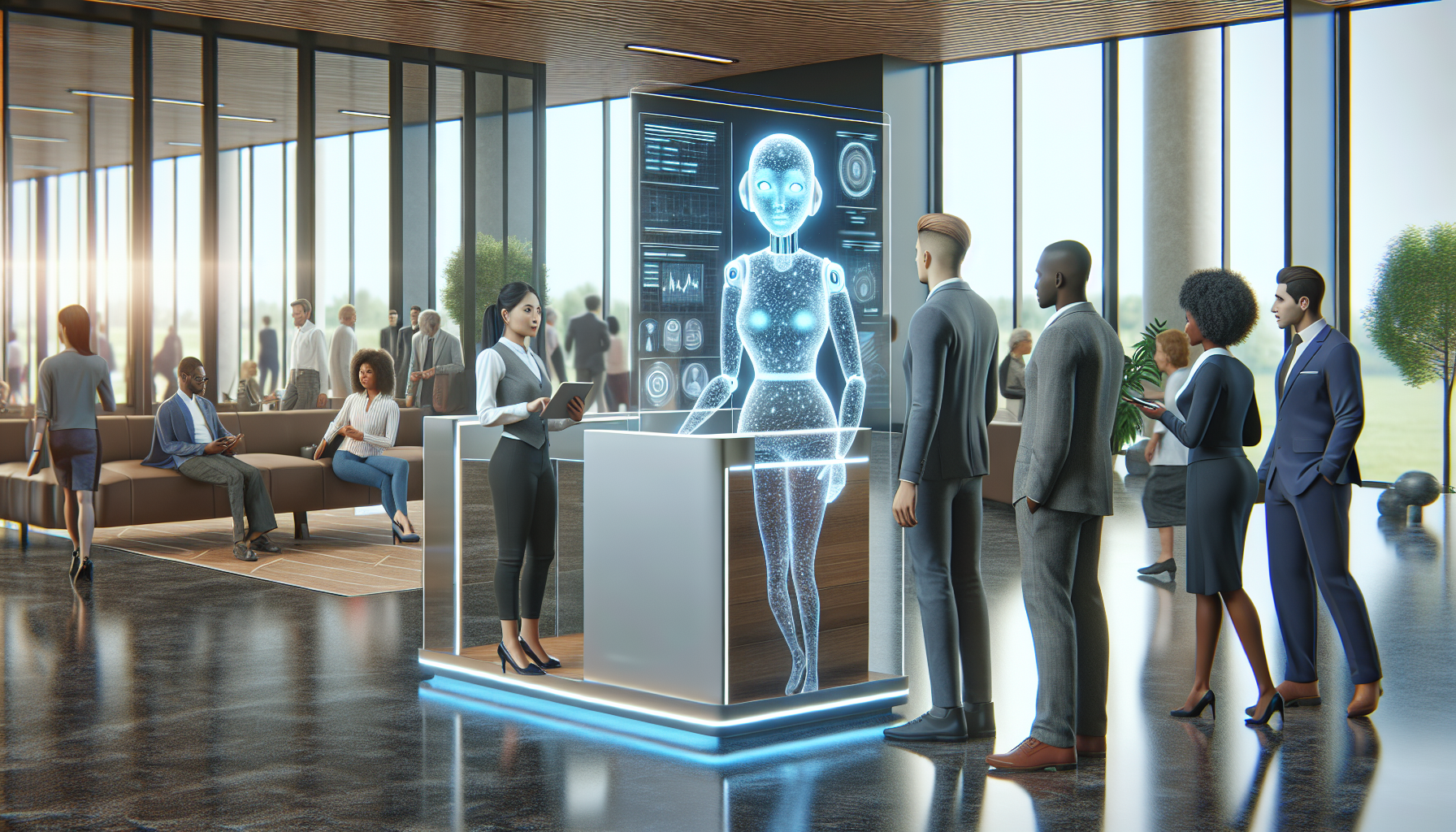 An AI receptionist interacting with customers