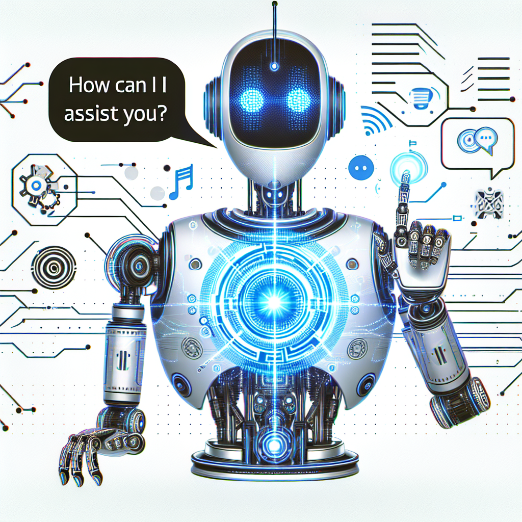 An AI robot with a speech bubble, symbolising voice-assisted customer service