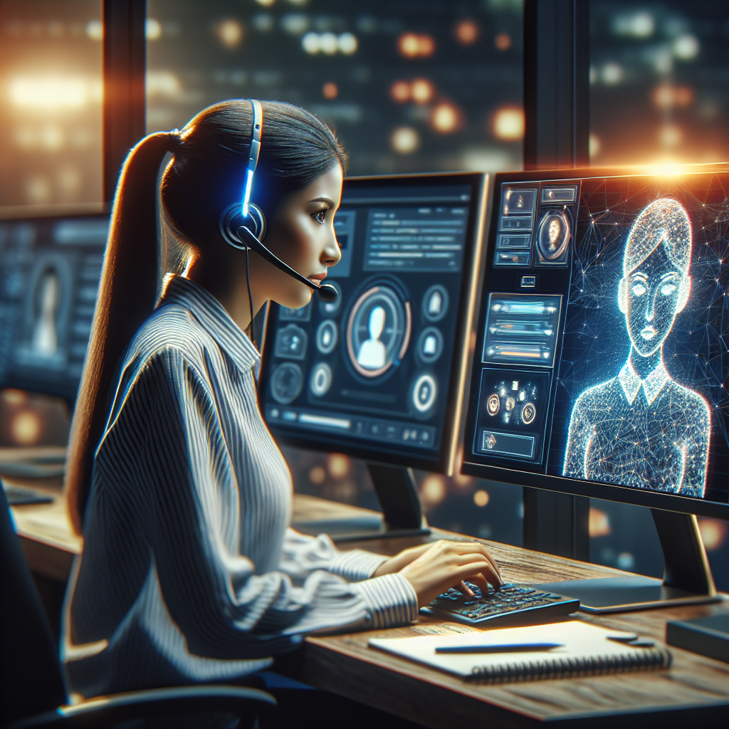 An image showing a call center agent receiving real-time support through an intelligent call whisper system