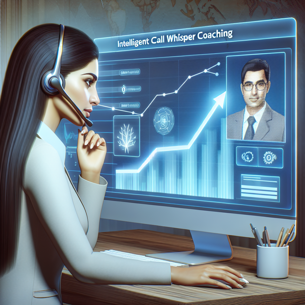 An agent with a headset conversing with a customer, symbolizing the success of Intelligent Call Whisper Coaching