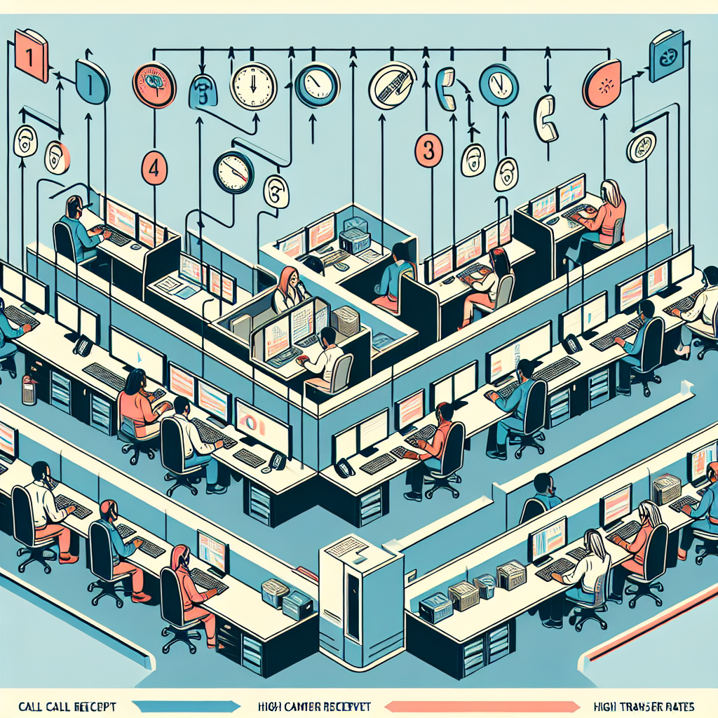 An illustration showing traditional call handling system with the representation of high transfer rates