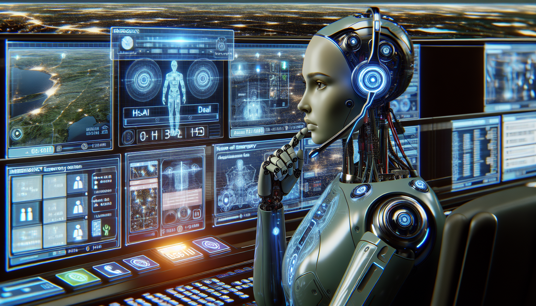 A graphic showing an AI receptionist fielding emergency calls