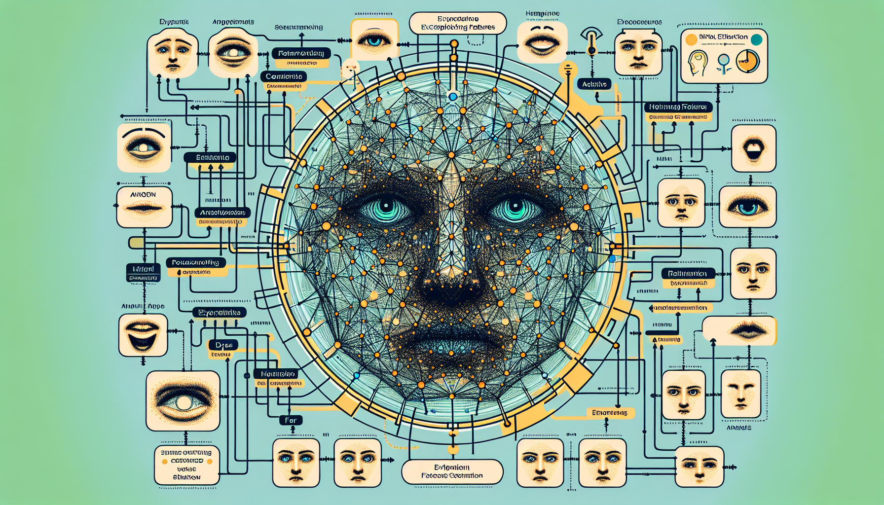 A graphic representation of how AI recognizes human emotions