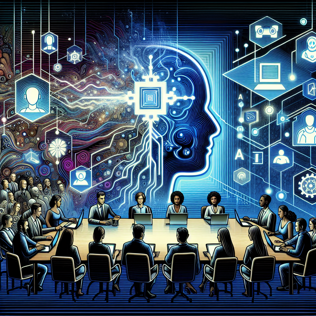 An illustration showing AI integrated into a conference call