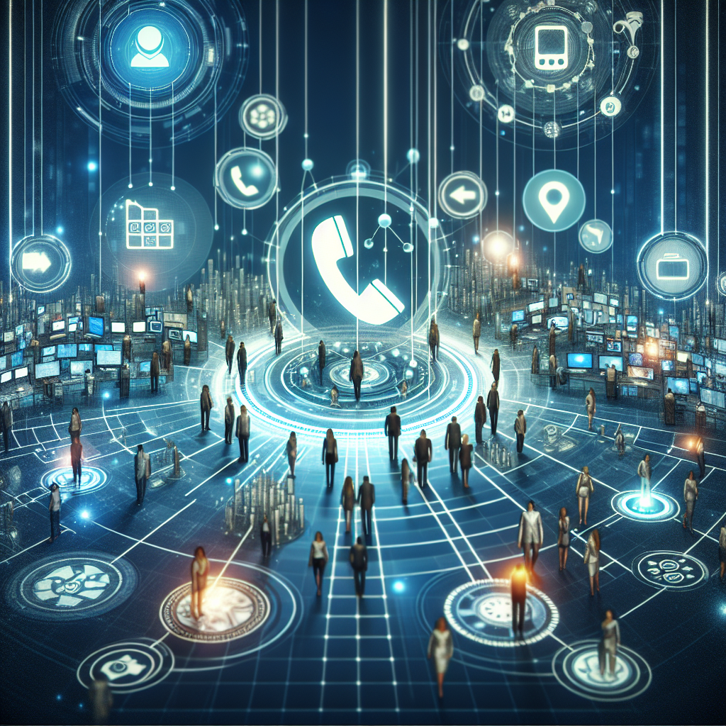 A dynamic illustration showing modern communication tools in action, with visual elements of call divert and call forwarding enhancing business efficiency.