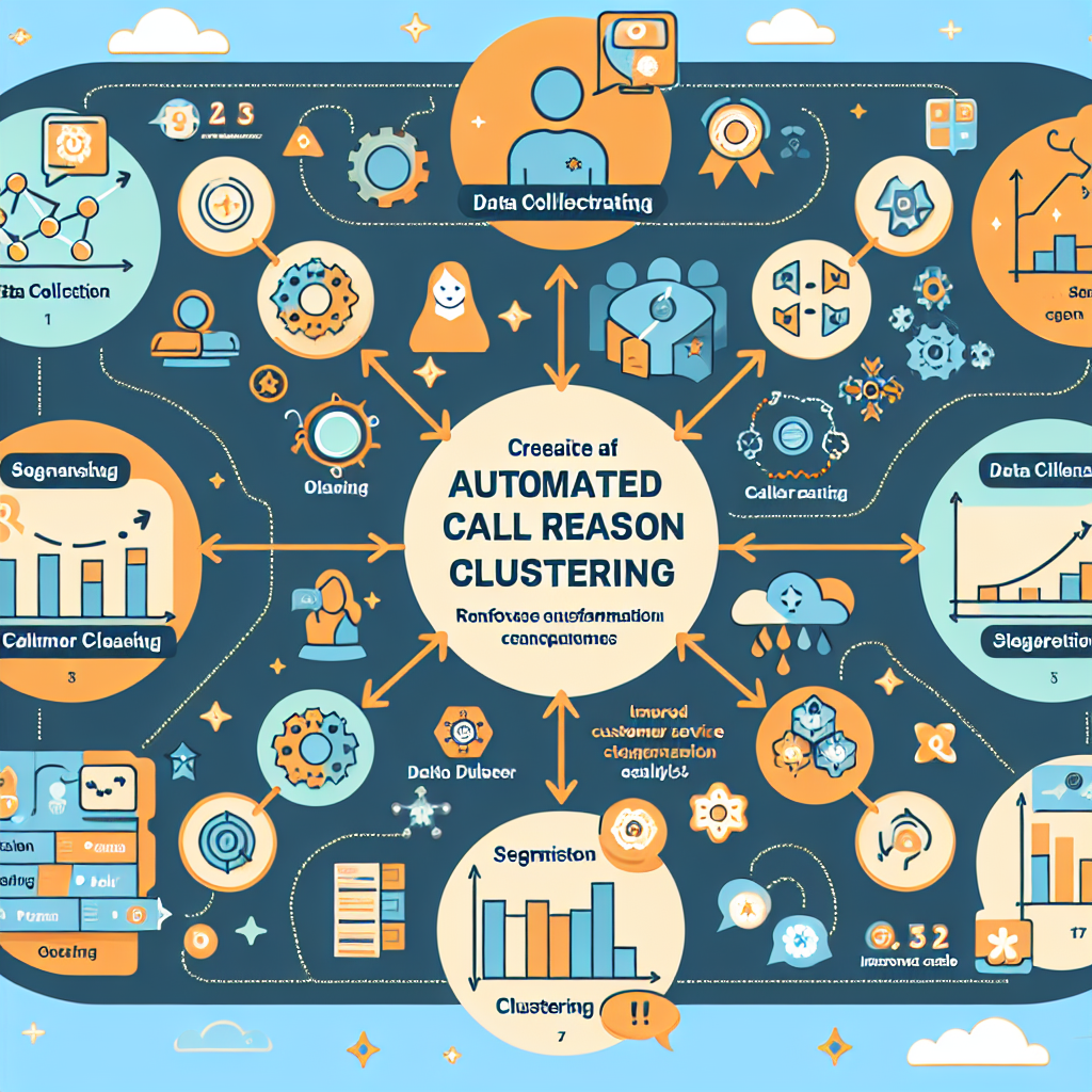 A graphic that visually depicts the process of automated call reason clustering and its benefits.