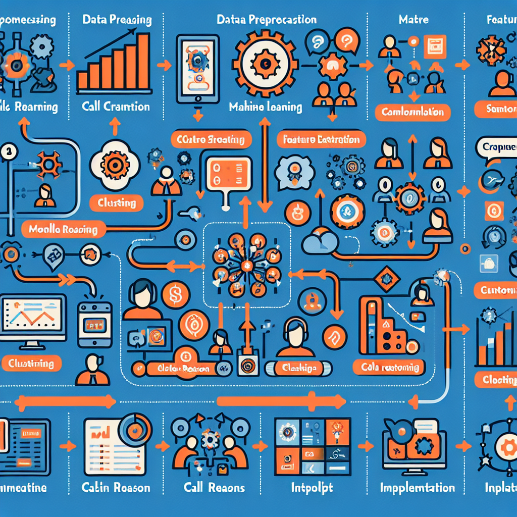 An infographic showing the steps of automated call reason clustering