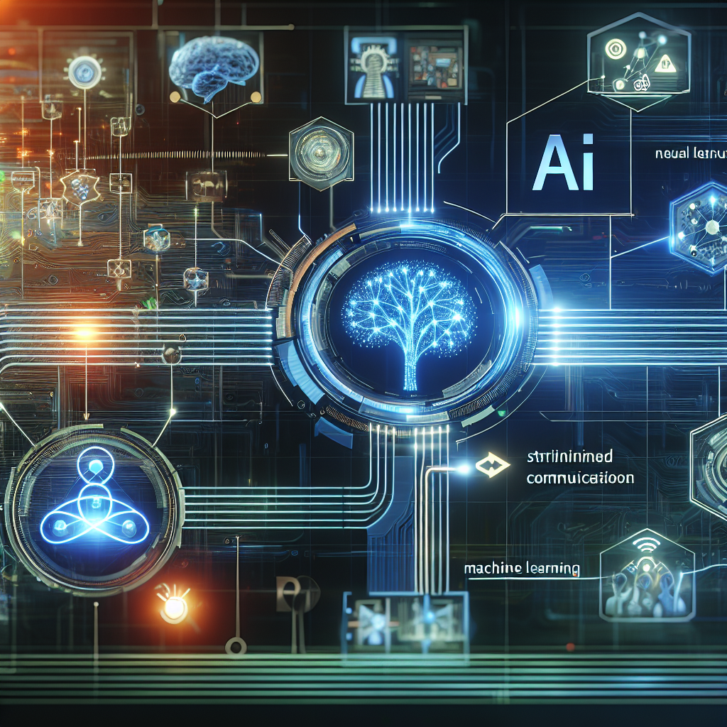 A futuristic graphic showing AI technology being used in crisis management, perhaps a flowchart or diagram illustrating a streamlined communication process.
