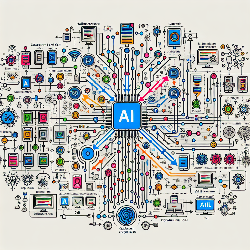 A visual diagram showing AI tool perfectly integrated into an existing customer service system