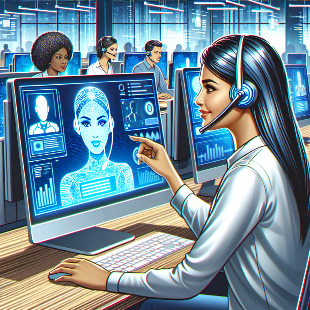 A image showing AI technology being used in a call centre