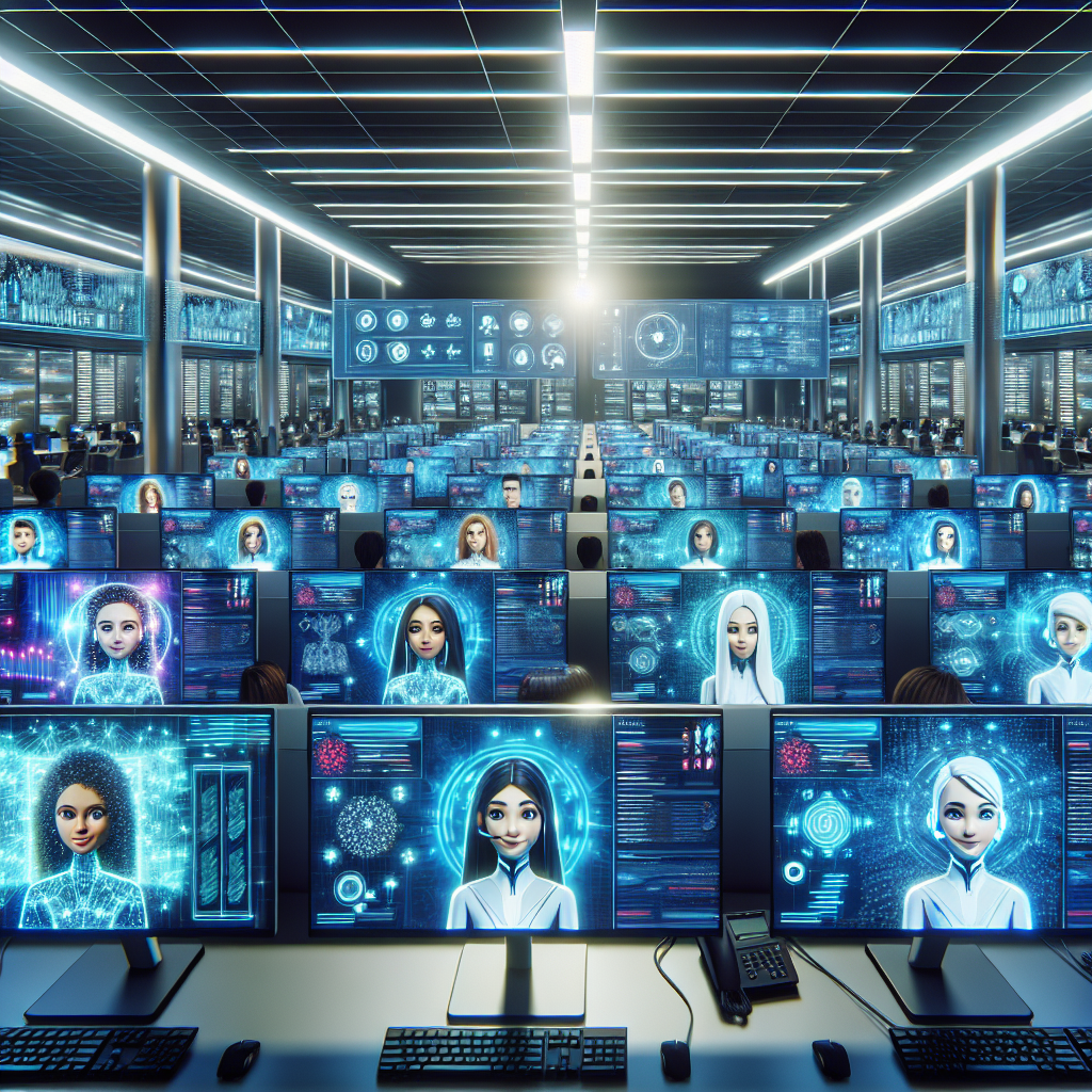 An image of an AI support system operating in a call center.