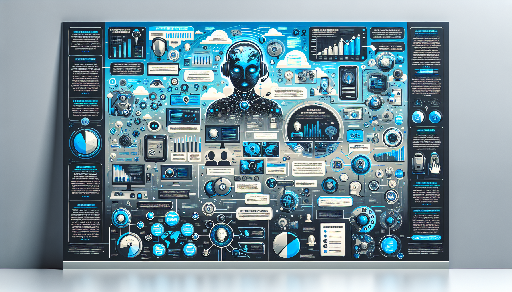 An illustrative infographic detailing the use of AI in call centers