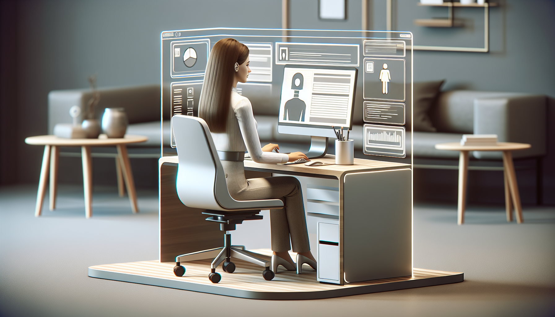 A virtual receptionist operating on a computer
