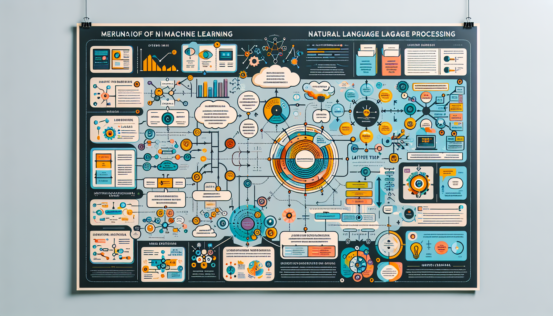 An infographic illustrating the intersection of machine learning and natural language processing