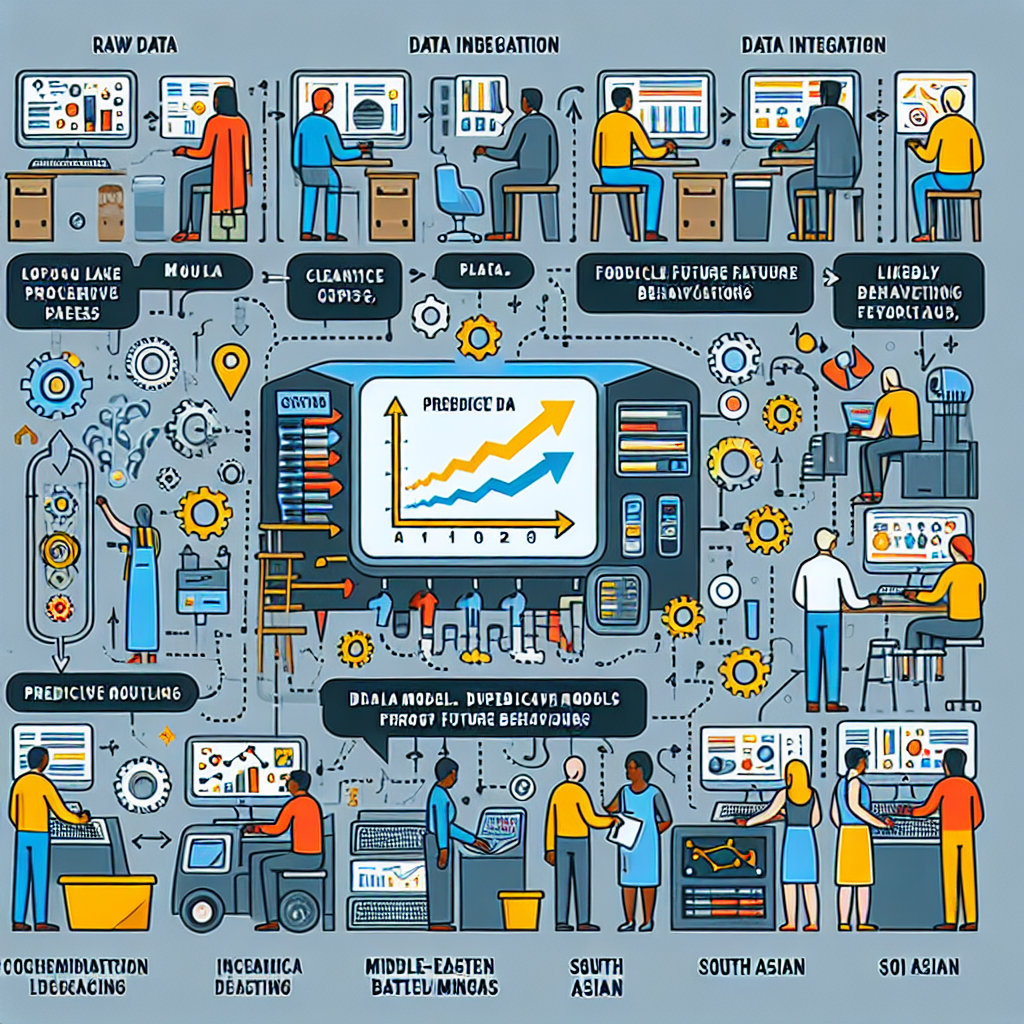 Diagram showing how predictive analytics processes data to predict future behaviors
