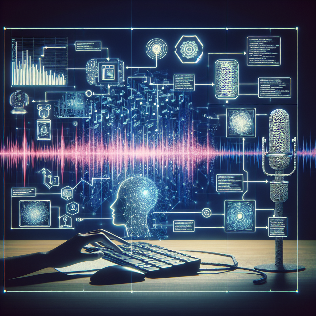A graphic illustrating how voice recognition technology deciphers and analyzes human language