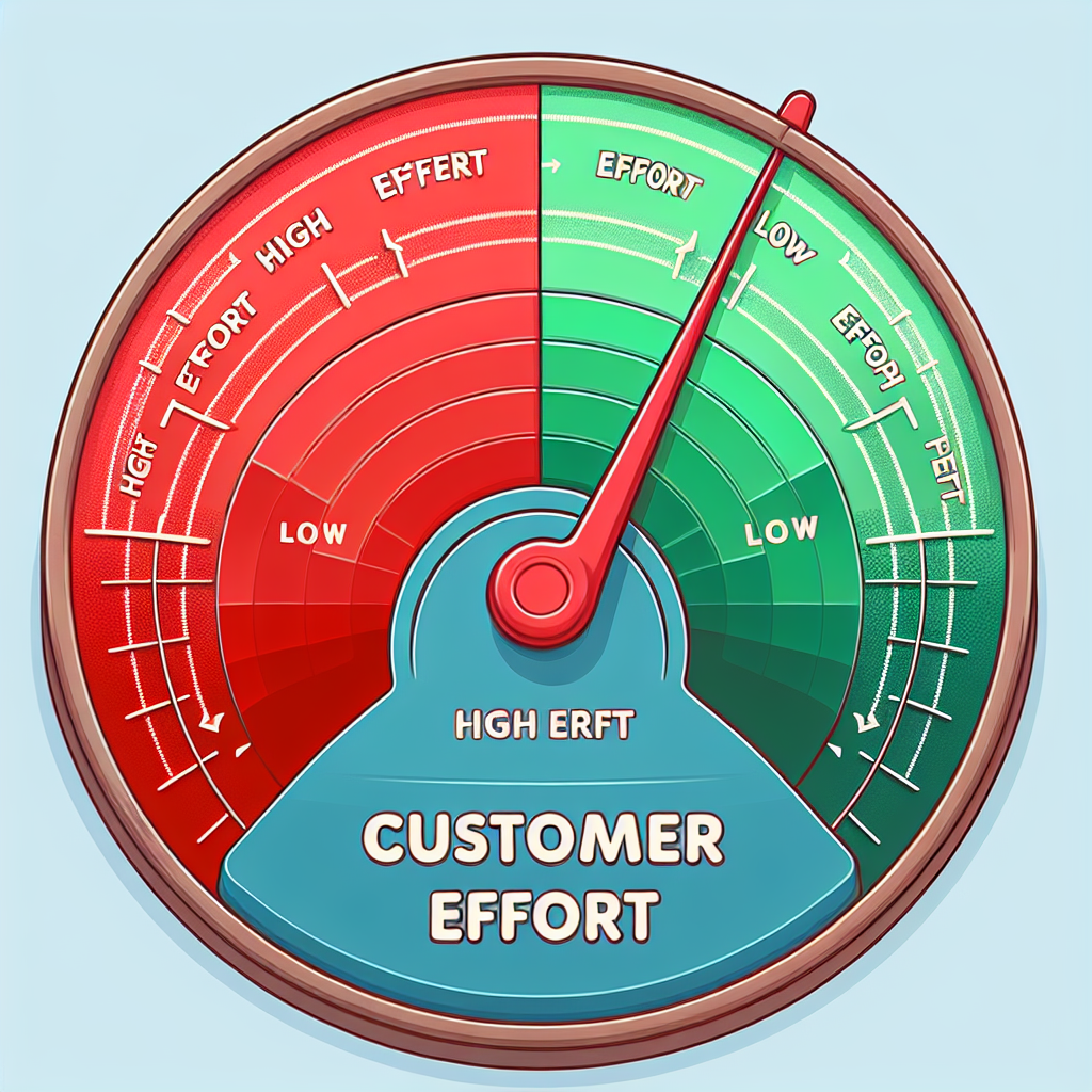 A gauge showing different levels of customer effort ranging from 'high effort' to 'low effort'