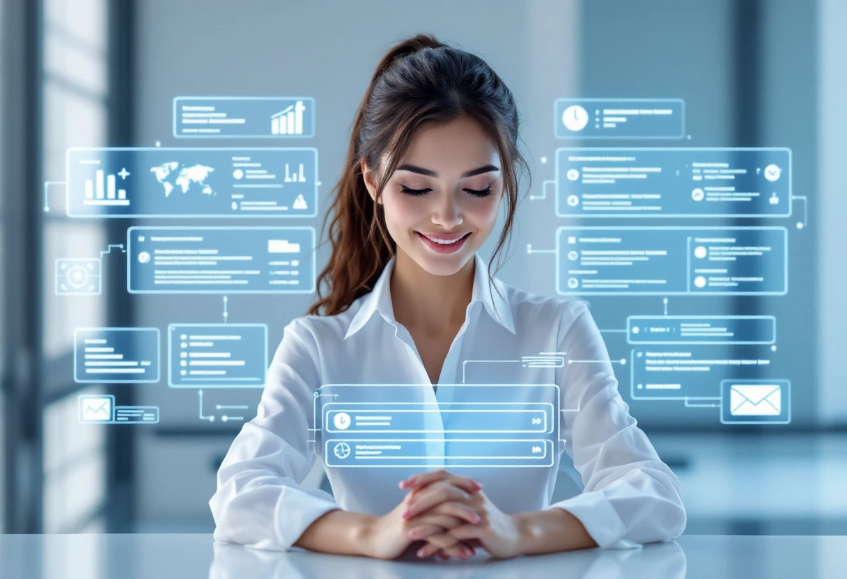 An engaging graphic showing a streamlined workflow for maintenance requests, highlighting the role of AI in improving customer service