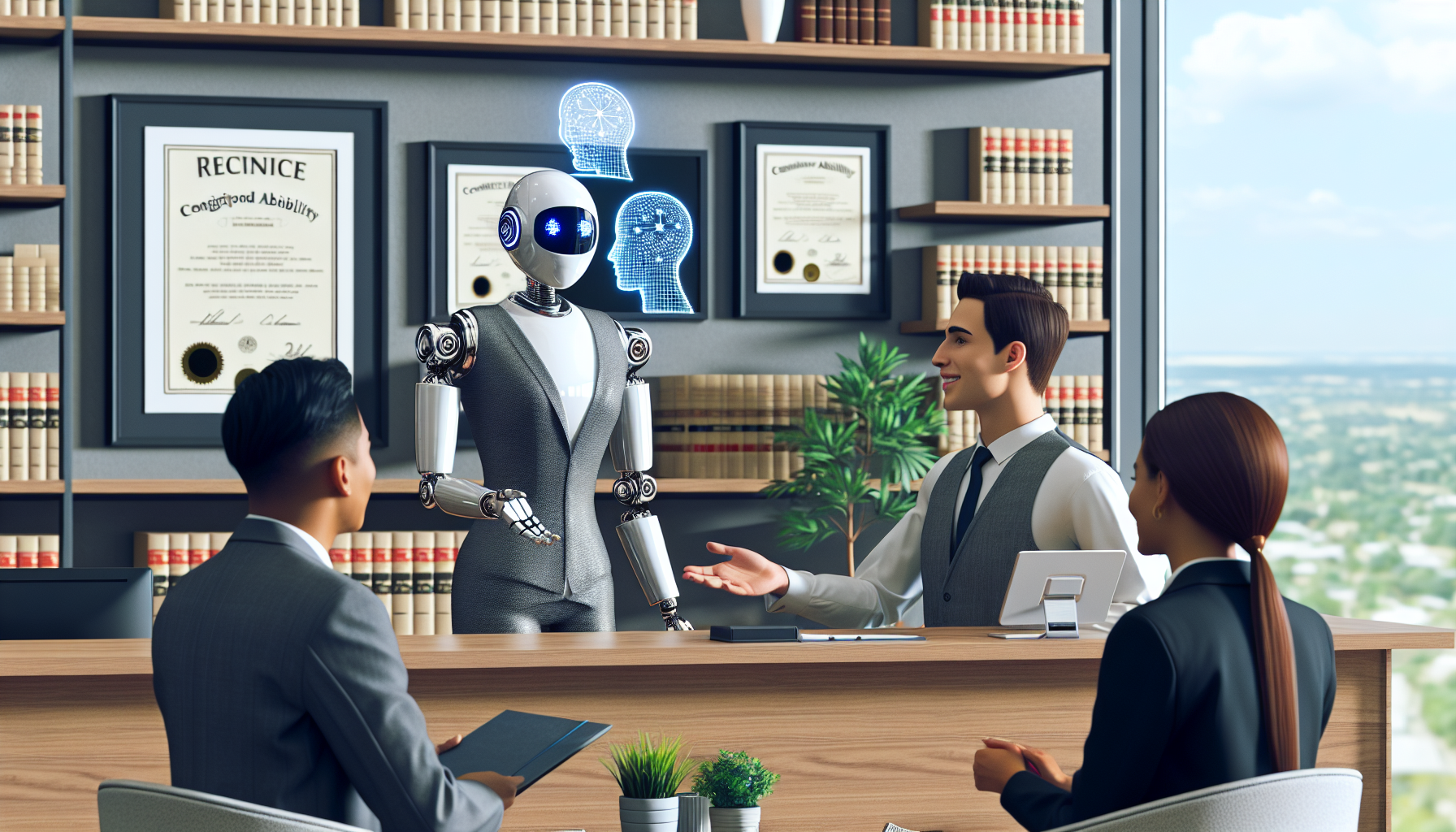 An AI receptionist in action in a law firm.