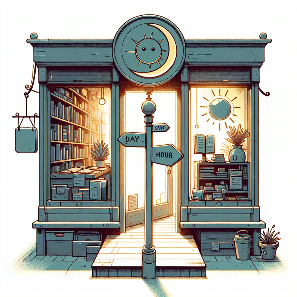 A welcoming storefront with a clear sign displaying the business hours, inviting customers in.