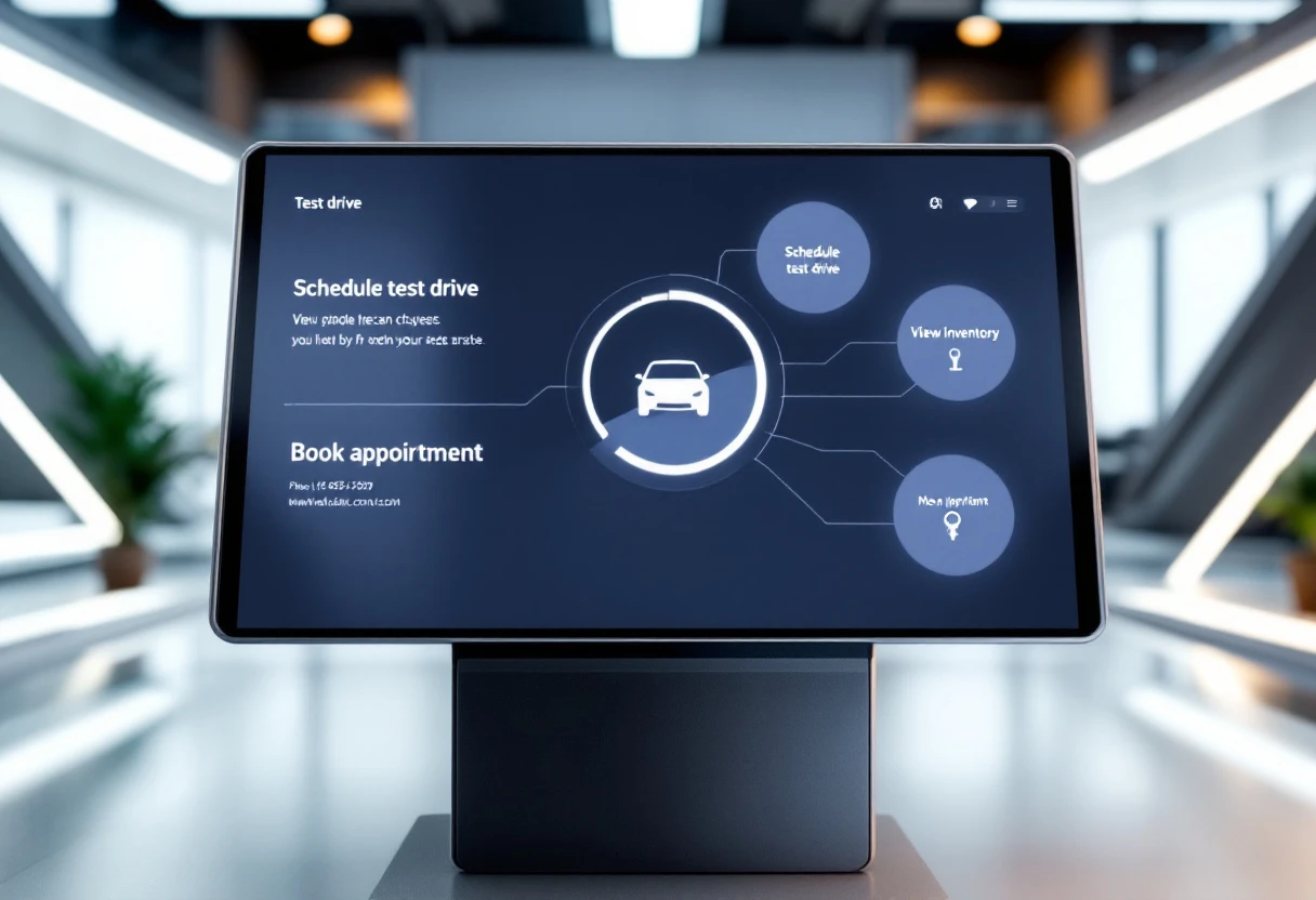 A sleek dashboard illustrating the streamlined test drive scheduling process in a modern car dealership.