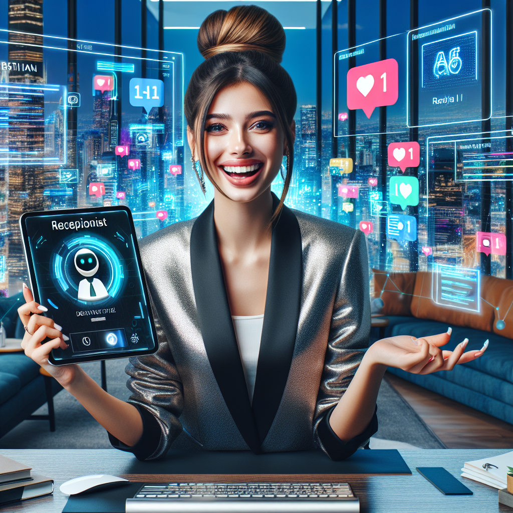 An influencer promoting AI receptionist service on a social media platform