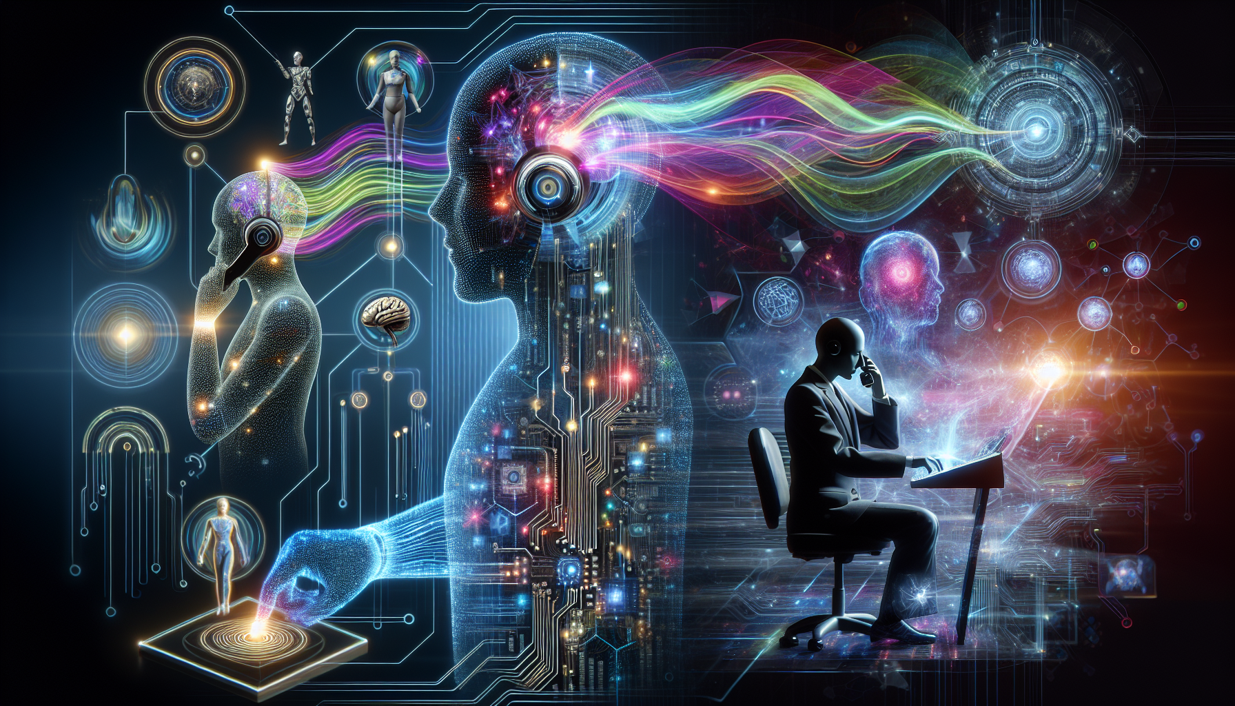 An image showing AI receptionist fielding calls while feeding data into an analytic software.