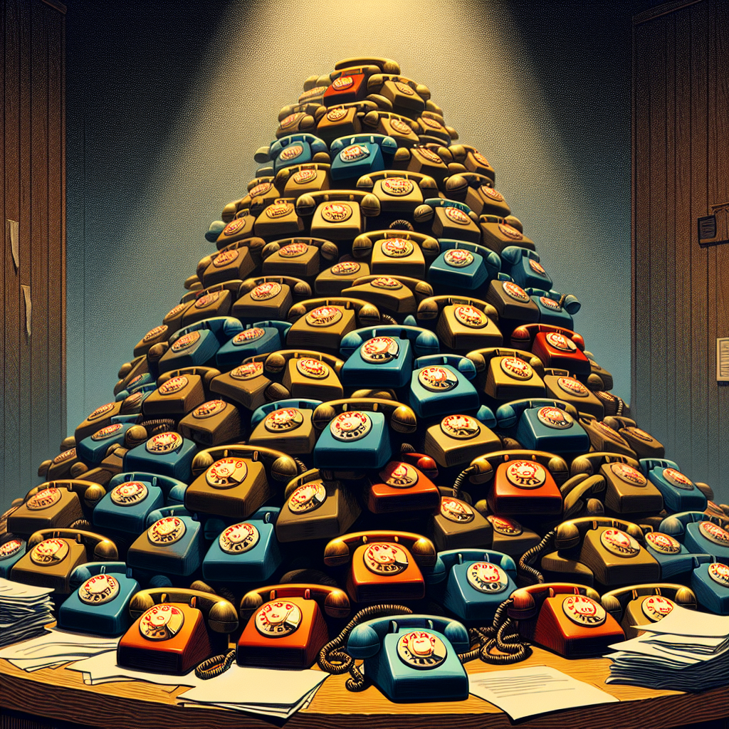 Illustration showing a growing stack of pending calls, representing a call backlog.