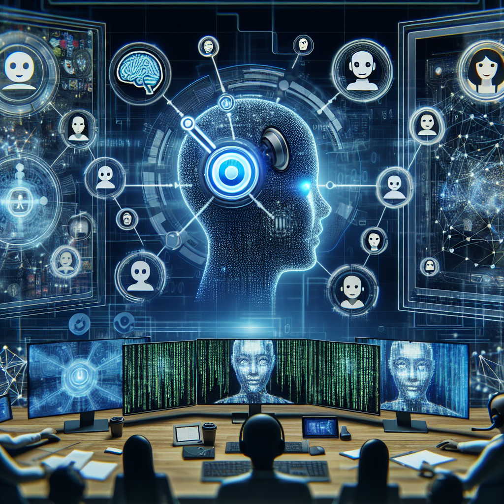 An image showcasing AI graphics and conference call icons to symbolize AI call merging in action