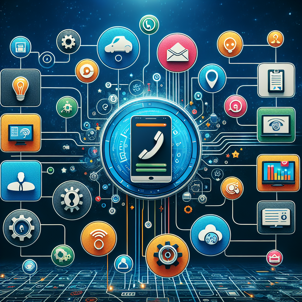 An illustrative image showing the integration of intelligent call parking systems with various business tools.