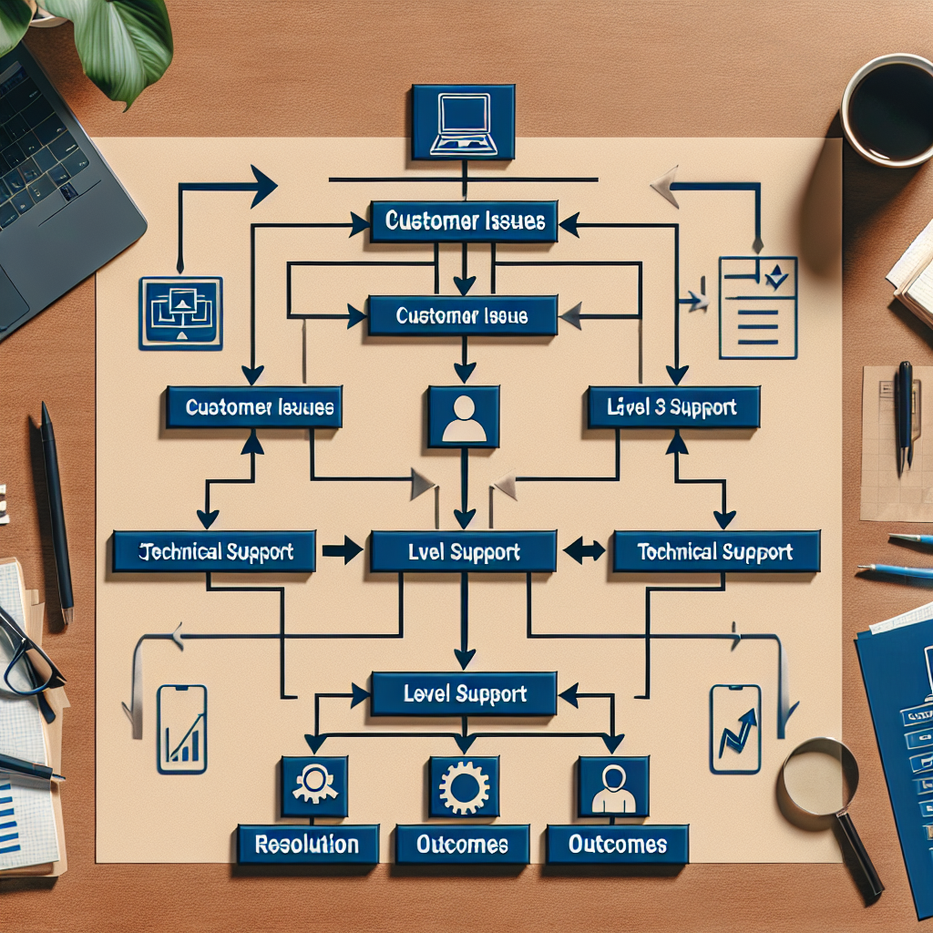 A simplistic flowchart image that visually represents how a typical tiered technical support system is structured.