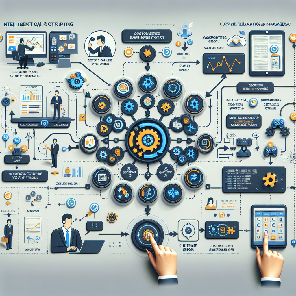 An infographic showing integration of intelligent call scripting with CRM systems