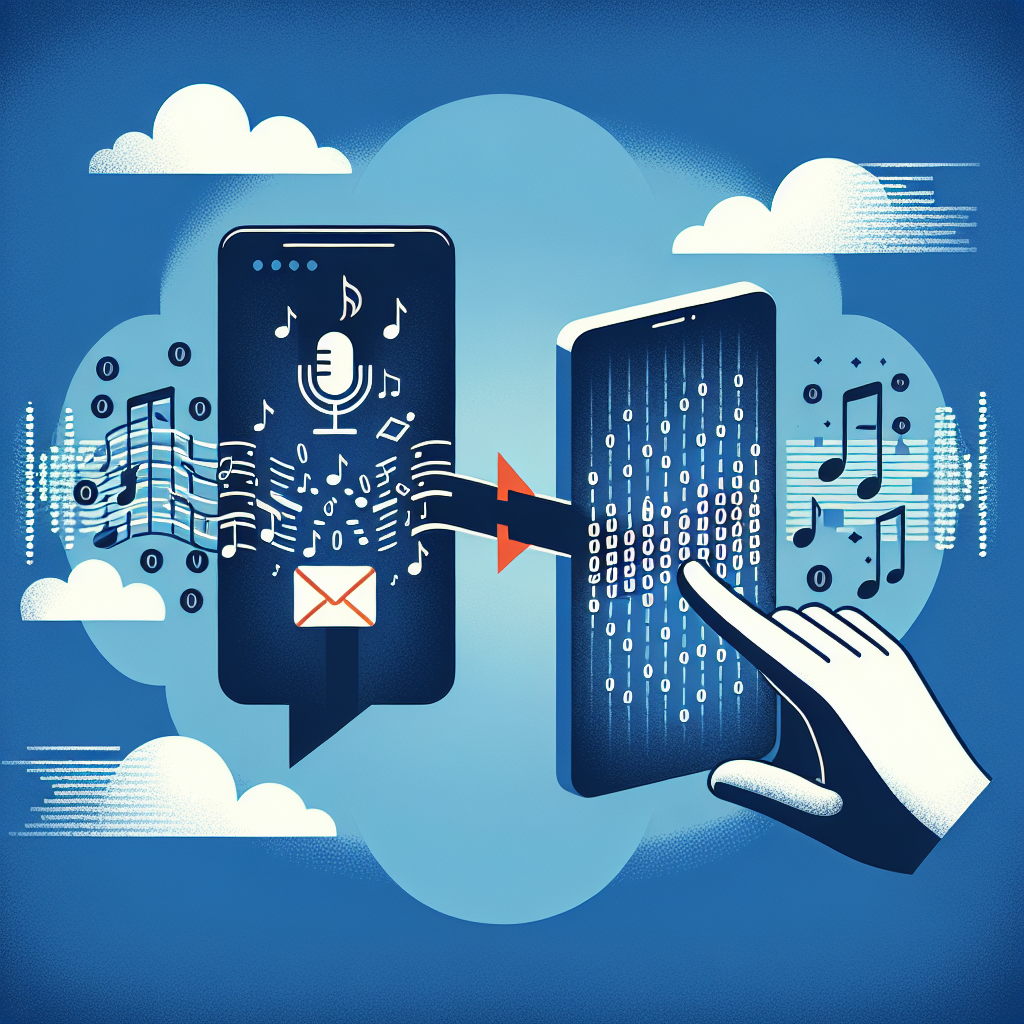 An illustration demonstrating a voicemail being converted into text and sent to a company representative's device.