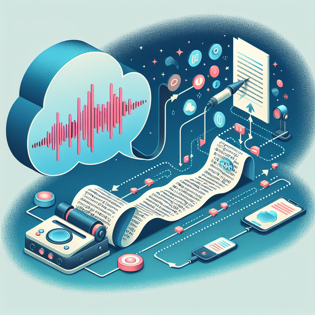 A conceptual image showing the process of voicemail to text conversion