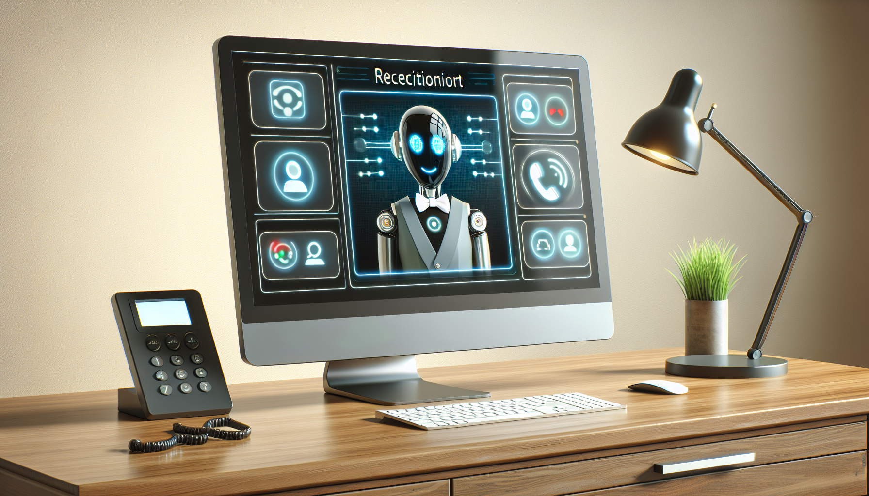 An AI receptionist on a computer screen, juggling multiple calls