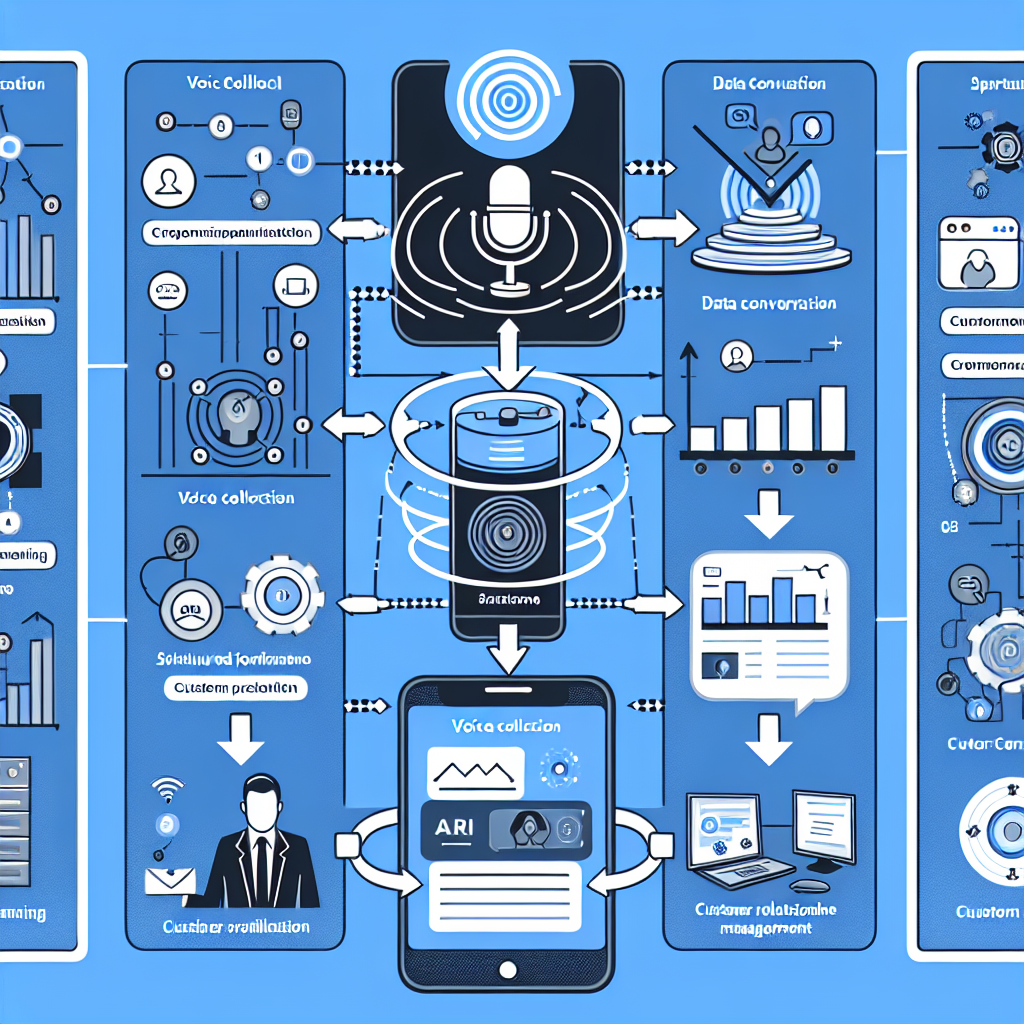 An infographic displaying integration process between voice-based AI and CRM systems