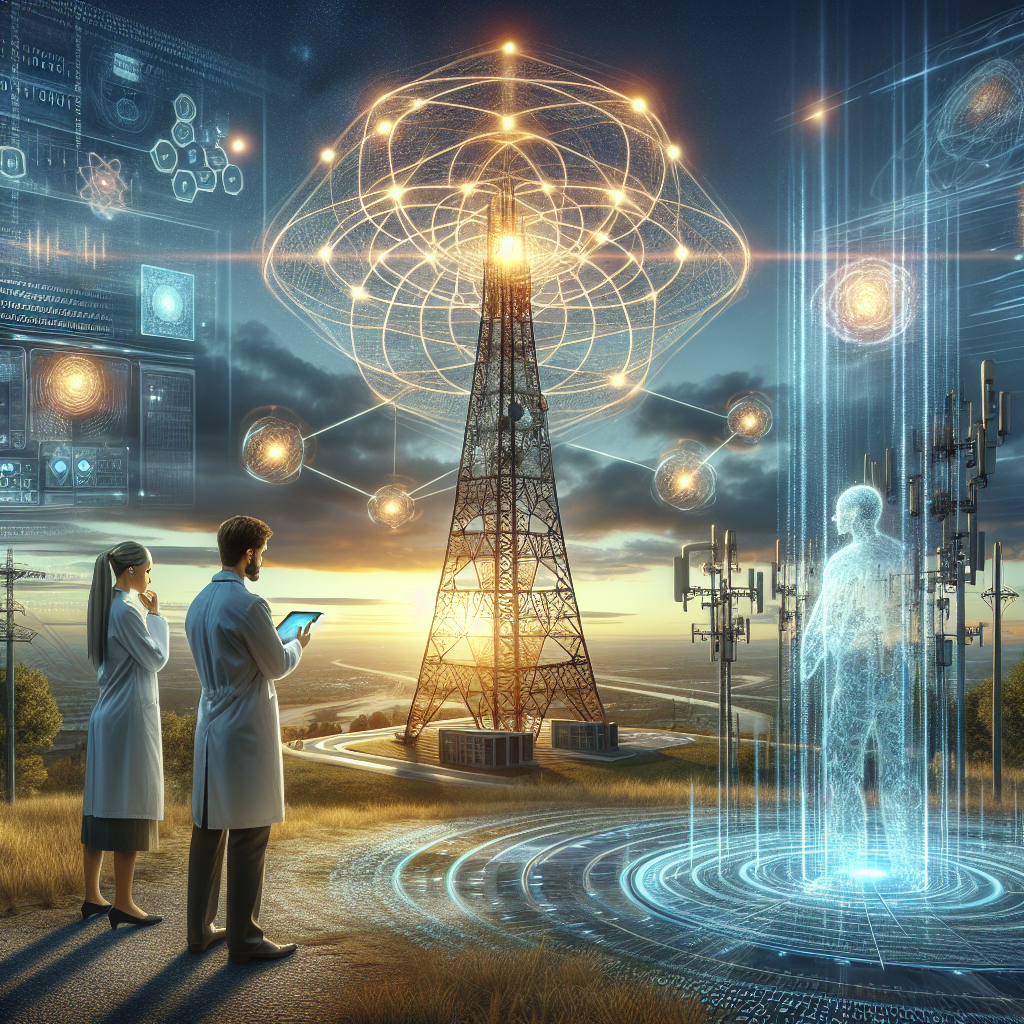 An image showcasing AI integration into telecommunications system